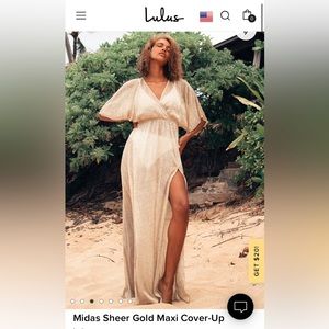 Midas Sheer Gold Lulus maxi cover up